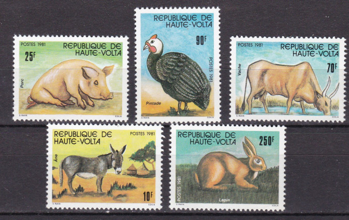 Volta 1981 fauna domestica MI 851-855 MNH ww80