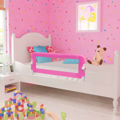 vidaXL Balustradă de pat protecție copii, 2 buc., roz, 102 x 42 cm foto