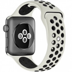 Curea pentru Apple Watch 42 mm Silicon Sport iUni Crem-Negru foto