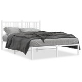 Cumpara ieftin Cadru de pat metalic cu tablie, alb, 140x190 cm