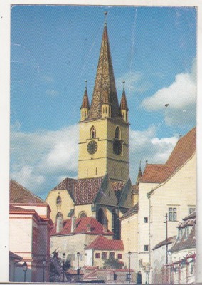 bnk cp Sibiu - Biserica Evanghelica - Vedere dinspre strada Odobescu - necirculata foto