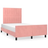 Cumpara ieftin Cadru de pat cu tablie, roz, 120x200 cm, catifea