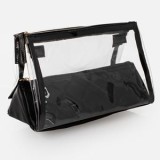 Portfard Transparent cu 3 Compartimente, Negru, 22x11x16cm, CMCLASS
