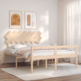 VidaXL Cadru de pat senior cu tăblie, 140x200 cm, lemn masiv