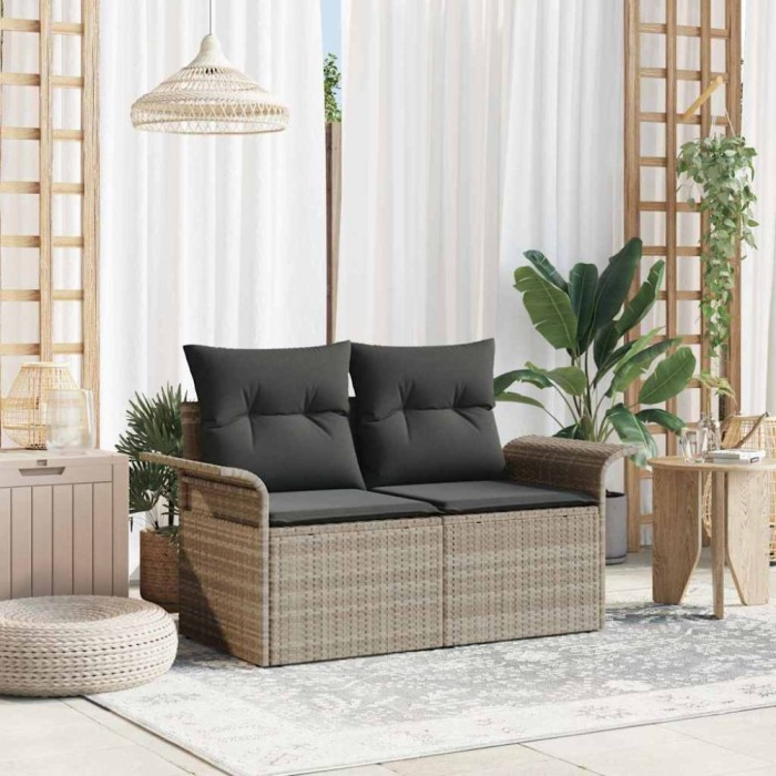 vidaXL Canapea de grădină Gri deschis 141 x 62 x 69cm poliratan 42006707