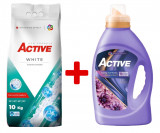 Detergent pudra pentru rufe albe Active, sac 10kg, 135 spalari + Balsam de rufe Active Summer Touch, 1.5 litri, 60 spalari