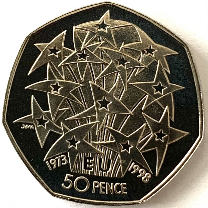 MAREA BRITANIE 50 PENCE 1998 PROOF,( &quot;25th Anniversary of the European Union&quot;)