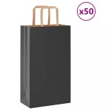vidaXL Pungi de h&acirc;rtie 50 buc cu m&acirc;nere negre 21x11x36 cm