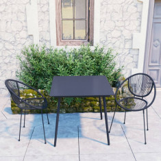 Set mobilier de exterior, 3 piese, negru, ratan PVC foto