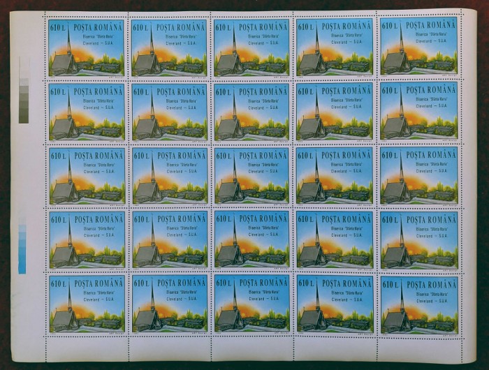 RO 1994 LP 1364 &quot;Biserica Sf. Maria Cleveland&quot;, coala completa de 25 ,MNH