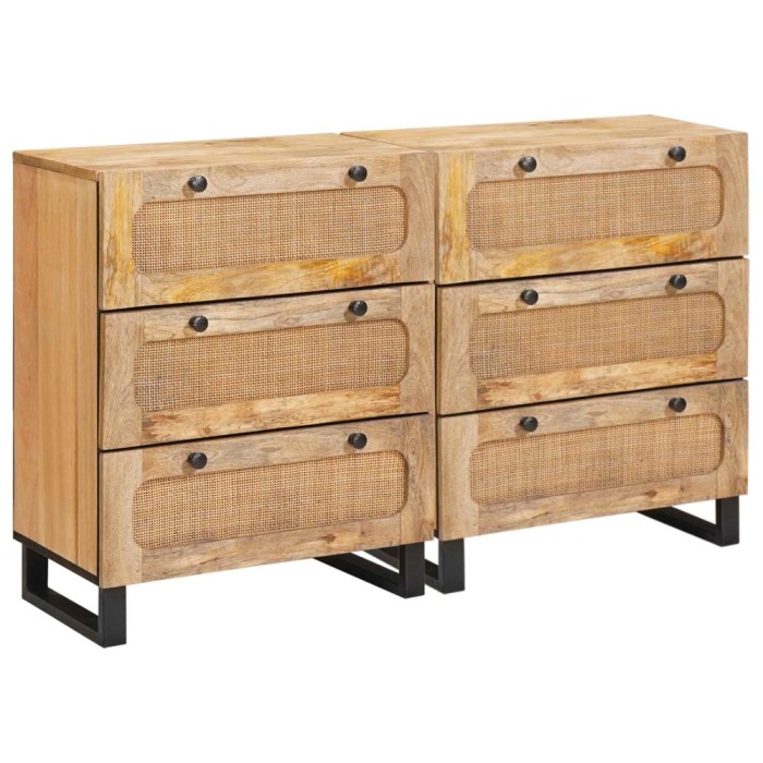 Bufet 2 buc. 60 x 33 x 75 cm Lemn de mango solid Maro