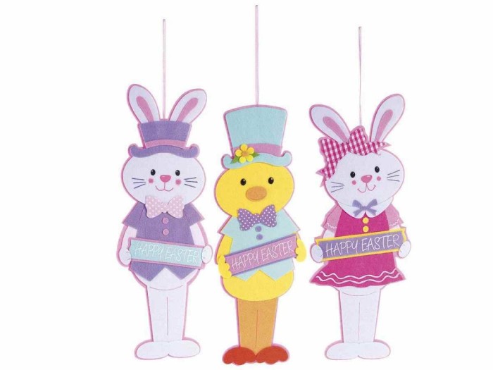 Set 3 figurine Paste textil multicolor 13.5x38 cm