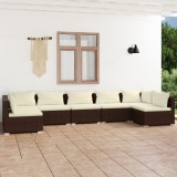 vidaXL Set mobilier de grădină cu perne, 7 piese, maro, poliratan 3101890