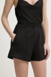 Ivy Oak pantaloni scurti din in culoarea negru, neted, high waist, IO115201