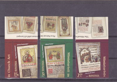 Romania, LP 2195a/2018, Miniaturisti in arta bisericeasca, serie CU TABS, MNH foto