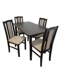 Set masa extensibila lemn masiv, living si bucatarie, DM4 Maxima, blat MDF Furniruit, colturi rotunjite, 120-150x70x76 cm si 4 scaune DM7 Boston, lemn