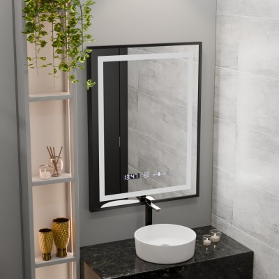 Oglinda LED Rectangulara, 60x80cm, Verite Majeste Noir Motion Glow Marcello, Sistem Dezaburire, Ceas &amp;amp; Termometru, Dimabila ModernLight Concept foto