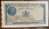 B11 82 - Bancnota foarte veche - Romania - 5000 lei - emisiune 20 martie 1945 - filigran BNR vertical