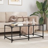 VidaXL Măsuță de cafea cu blat din sticlă neagră 98,5x50x40 cm oțel