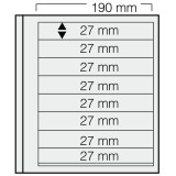 Set 5 folii pentru timbre, D-Blank 618PA, cu 8 buzunare de 27 x 190 mm