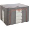 Cutie de depozitare pliabila, Flippy, Cu fermoar, 100 L, Textil, 60x42x40 cm, Cadru Metalic, Suport Baza Stabil din Plastic, Gri, Cu doua ferestre