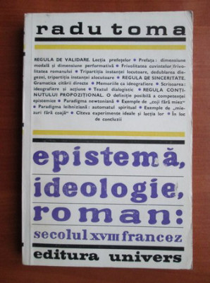 Radu Toma - Epistema, ideologie, roman: secolul XVIII francez foto