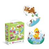 Puzzle 4 in 1 - O zi la ferma (2, 3, 4 piese)