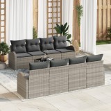 VidaXL Set de canapea de grădină 9 piese cu perne gri deschis din ratan poli