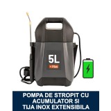 Pompa de stropit / Vermorel electric 5L cu acumulator, tija extensibila din inox