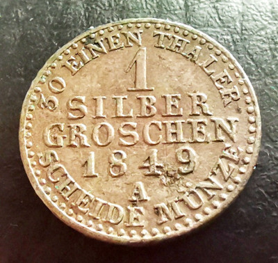 GERMANIA - PRUSSIA - 1 Groschen 1849 A (Gros) - Argint - Friedrich Wilhelm IV foto