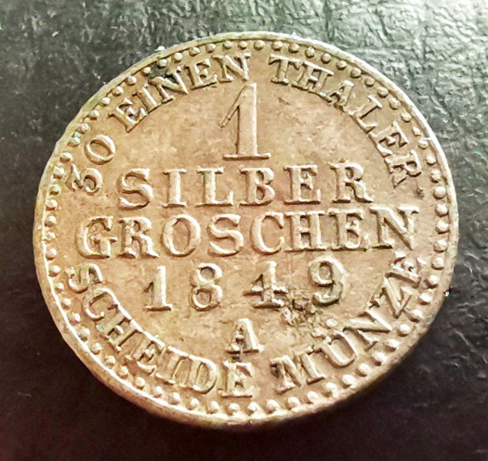 GERMANIA - PRUSSIA - 1 Groschen 1849 A (Gros) - Argint - Friedrich Wilhelm IV