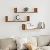 VidaXL Rafturi perete 3buc. stejar artizanal 80x18x18cm lemn prelucrat