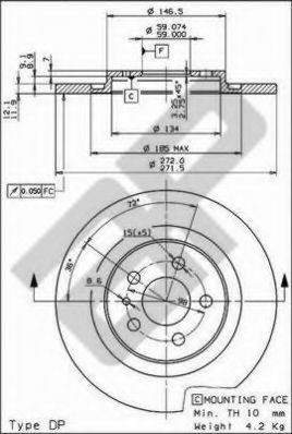 Disc frana CITROEN C8 (EA, EB) (2002 - 2016) METZGER 6110352