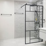 Paravan de dus Walk-In MANITOBA 100x195 cm, sticla securizata, negru mat