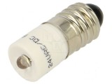 Lampă LED albă E10 T10 24VDC 24VAC plastic 3mm 20-60&deg;C