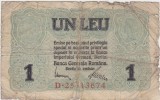 Bancnota Romania 1 Leu 1917 BGR, Uzata - Colectie Numismatica