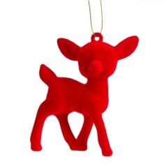 Ornament Brad Crăciun, Model Cerb, Culoare Roșu, Mărime 8.5 cm, Material Plastic