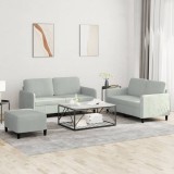 VidaXL Set de canapele, 3 piese, gri deschis, catifea
