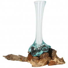 Vaza de sticla turnata in radacina lemn indonezian, M