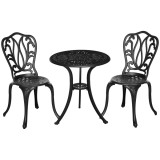 Outsunny Set de mobilier de grădină 2 locuri, 2 scaune și Masă rotundă stil retro din fontă de aluminiu, negru | Aosom Romania