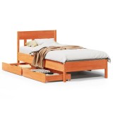Cumpara ieftin Cadru pat fara saltea, maro ceruit, 100x200 cm, lemn masiv pin