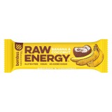 Baton proteic cu banane si nuca de cocos Raw Energy, 50g, Bombus