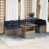 vidaXL Set de canapele pentru grădină 7 pcs Gri Rattan poli 3358082