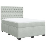 Cumpara ieftin Pat box spring cu saltea, gri deschis, 140x200 cm, catifea