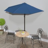 Cumpara ieftin Umbrelă balcon tijă aluminiu albastru 270x144x222cm, semirotund