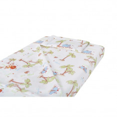 Lenjerie patut bebe, SomnART, cearceaf pat 60x120x10 cu elastic, cearceaf pilota 80x110, perna joasa 20x35, Jungle