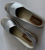 Espadrile deosebite argintii nr.40 Spania,(buni si pt nr.39,5), finisaj metalic, noi
