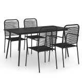 Cumpara ieftin Set mobilier de gradina 5 piese negru sfoara de bumbac si otel