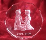 BIBELOU FIGURINA PRESPAPIER CRISTAL DECOR ZODIA GEMENI