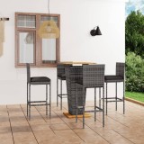 Cumpara ieftin Set mobilier bar de grădină cu perne, 5 piese, gri, poliratan